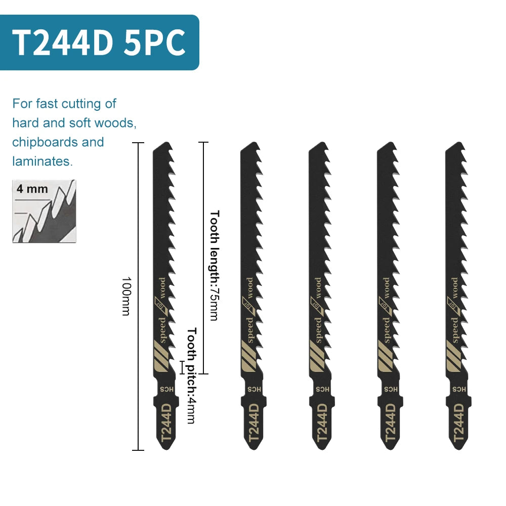 Jigsaw Blades Set T-Shank Jig Saw Blades for Wood Plastic and Metal Cutting Compatible as Bosch/DEWALT/RYOBI/One+/Makita - ShoreCo.Shop