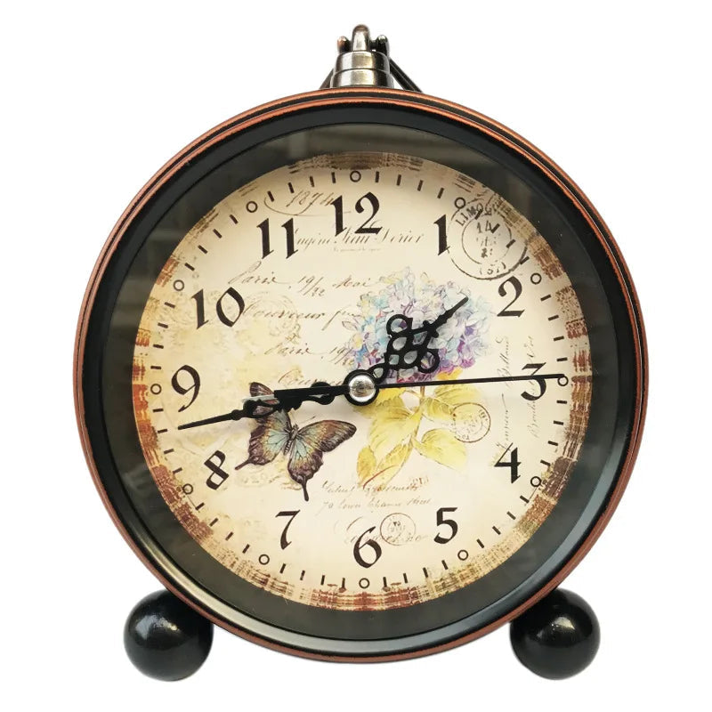 Vintage Hangable Battery Alarm Clock Metal Night Light Super Silent Table Desk Quartz Clock Time For Bedroom Bedside Desk Shelf    Home Decor Supply | Online Retail | ShoreShopper.com