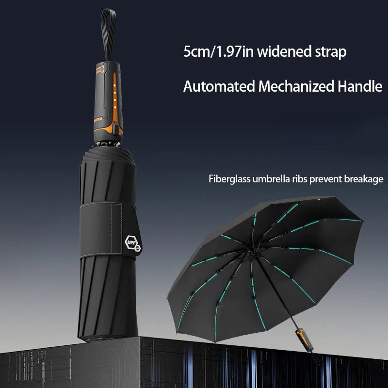Mechanical handle umbrella, widened strap umbrella, automatic umbrella, large, sturdy, wind resistant, men's minimalist umbrella    Your Coastal Marketplace | Shoreshopper.com