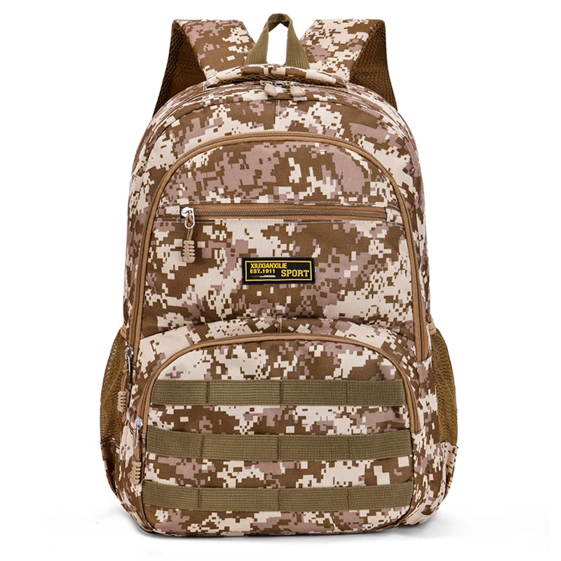 Camouflage large-capacity backpack - adjustable shoulder strap, outdoor theme style, zipper closure, ideal for hiking - ShoreCo.Shop