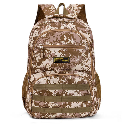 Camouflage large-capacity backpack - adjustable shoulder strap, outdoor theme style, zipper closure, ideal for hiking - ShoreCo.Shop