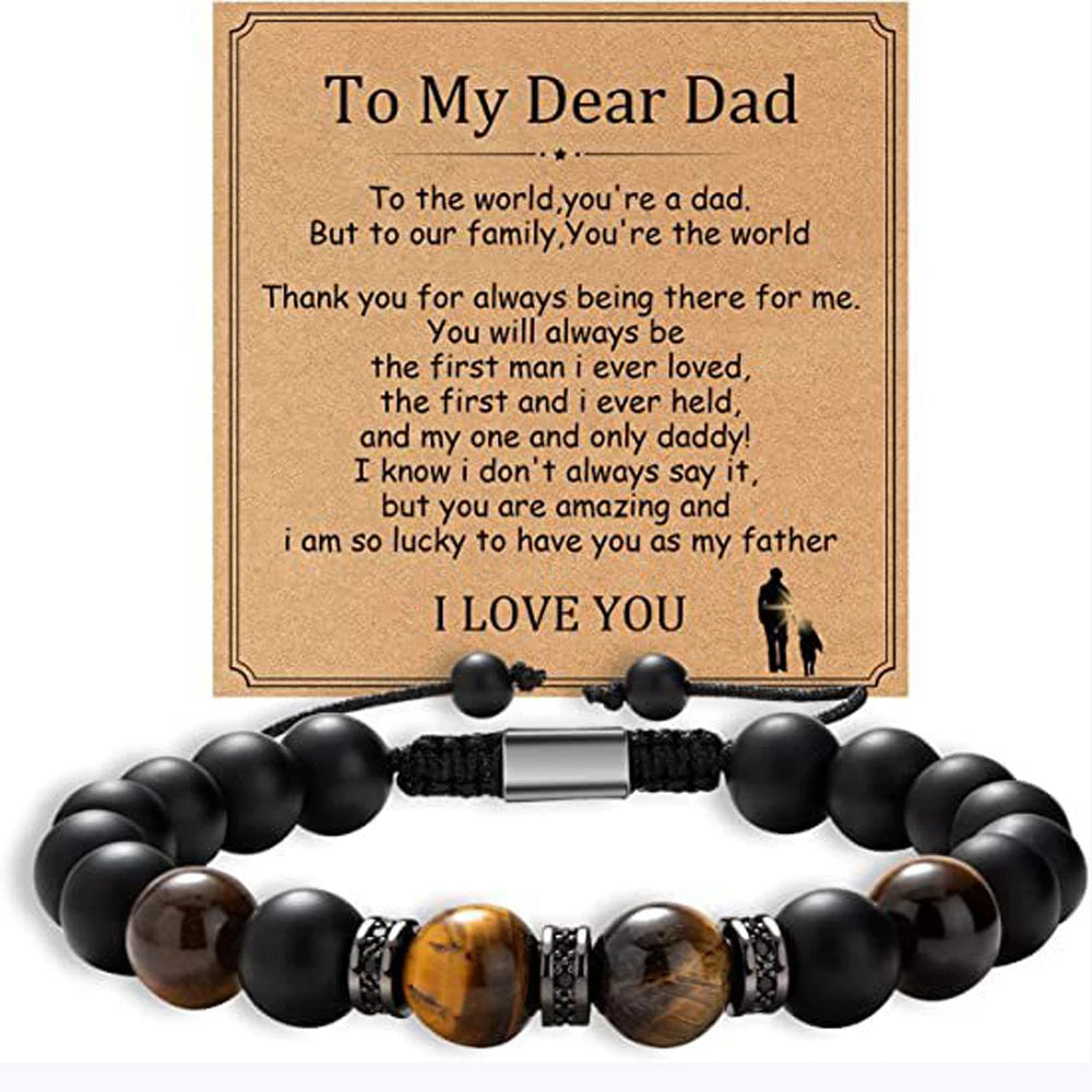 Fathers Day Dad Gifts from Daughter Son Bracelets Birthday Gifts for Men Dad Mens Bracelet Natural Stone for Him Husband    Your Coastal Marketplace | Shoreshopper.com