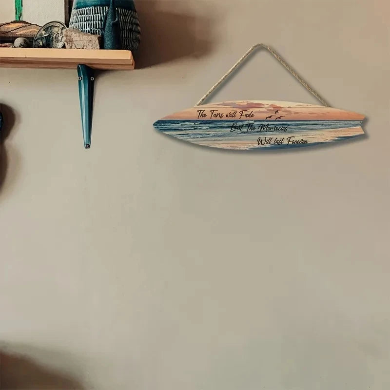 Beach Style Surfboard Wall Decor - Tropical Seascape Art on Wood-Like Material - Lightfast Design for Indoor/Outdoor Use    Your Coastal Marketplace | Shoreshopper.com