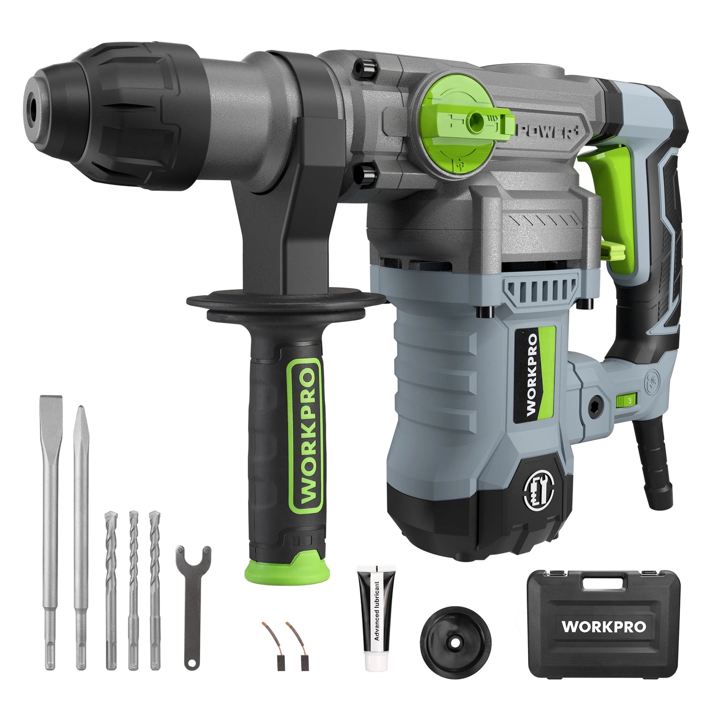 WORKPRO  12.5 AMP Heavy Duty Rotary Hammer Drill for Concrete 32mm MAX, Steel 13mm MAX,Wood 42mm MAX. - ShoreCo.Shop