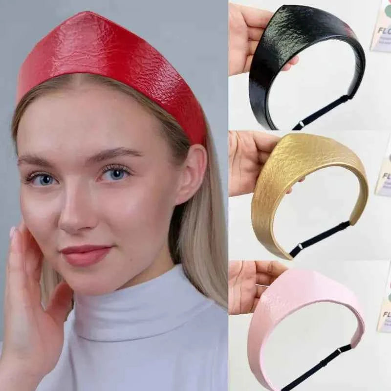 Fashion Adjustable Women Headband Leather Anti Slip Headband European And American Crown Hairband Ladies Headwear