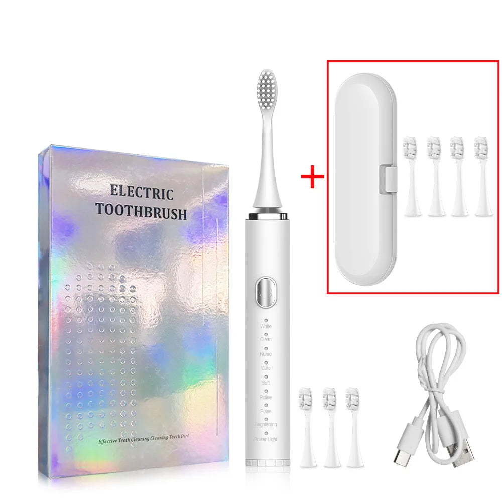 Electric Toothbrush Sonic Electric Toothbrush For Teeth Brushes Vibration Dental Tooth Cleaner USB Rechargeable Tooth Brush Case - ShoreCo.Shop
