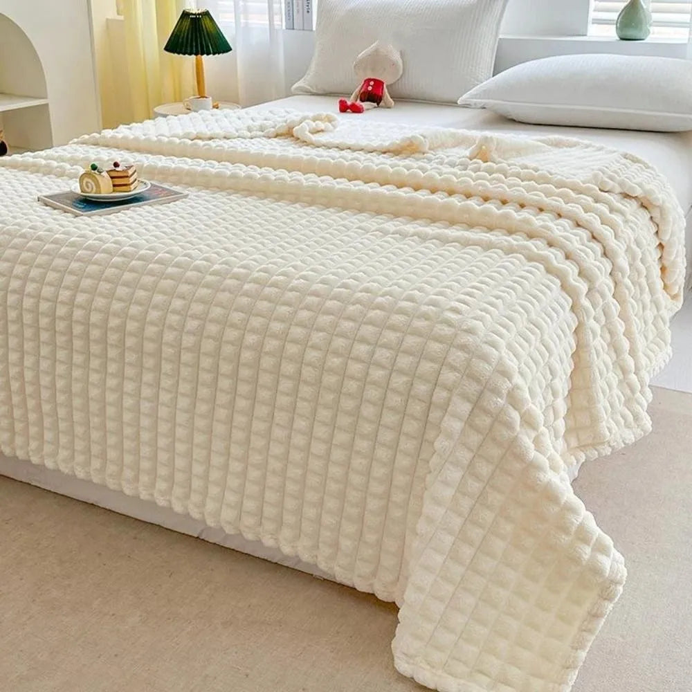 Durable Solid Color Flannel Blanket Thickened Comfortable Sofa Plush Blanket Soft Warm Office Nap Blanket Unisex    Your Coastal Marketplace | Shoreshopper.com