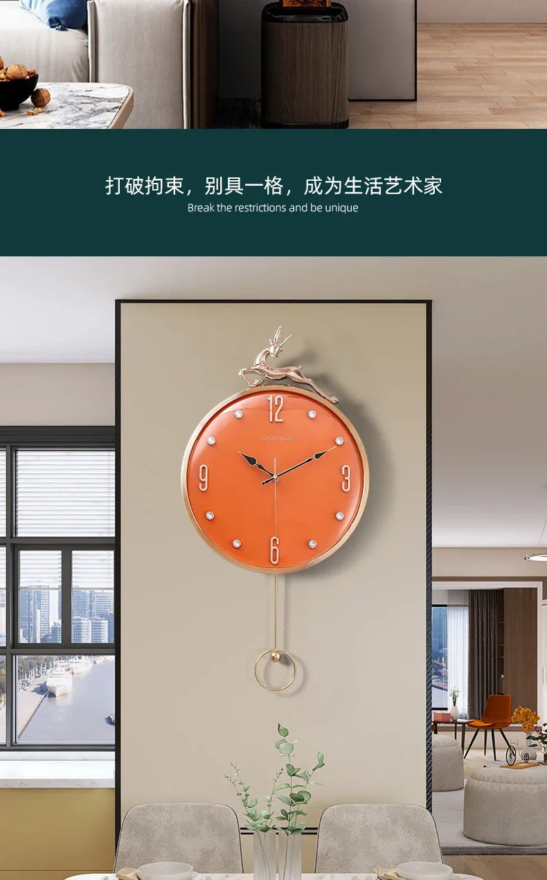 13 Inch Auspicious Deer Wall Clock Nordic Brief Design Living Room Decoration Kitchen Mute Clocks Art Wall Watch Home Decor NEW    Home Decor Supply | Online Retail | ShoreShopper.com