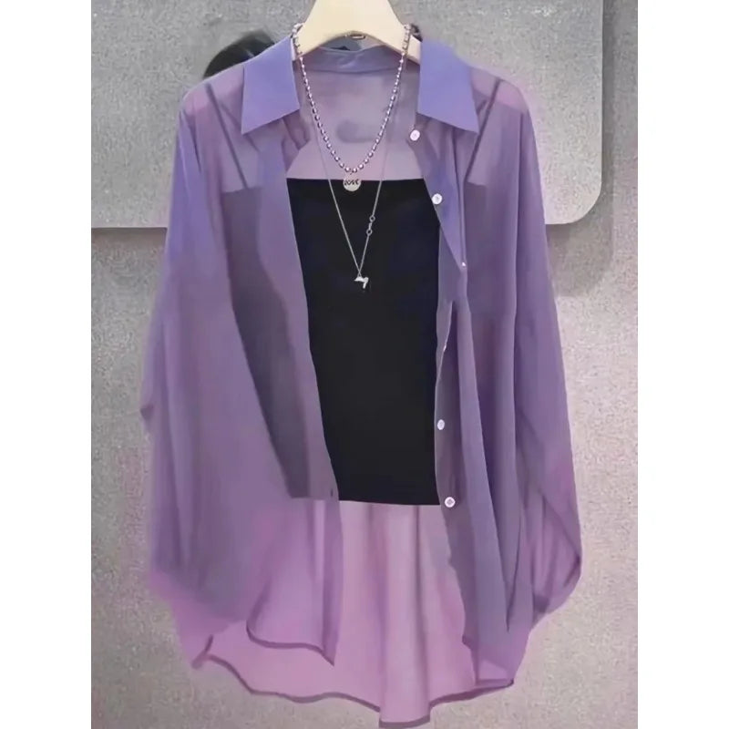 New Women's Shirt | Lightweight Breathable, Solid Color, Straight Button Placket, Lapel, Long-Sleeve, Outerwear & Sun-Protective    Your Coastal Marketplace | Shoreshopper.com