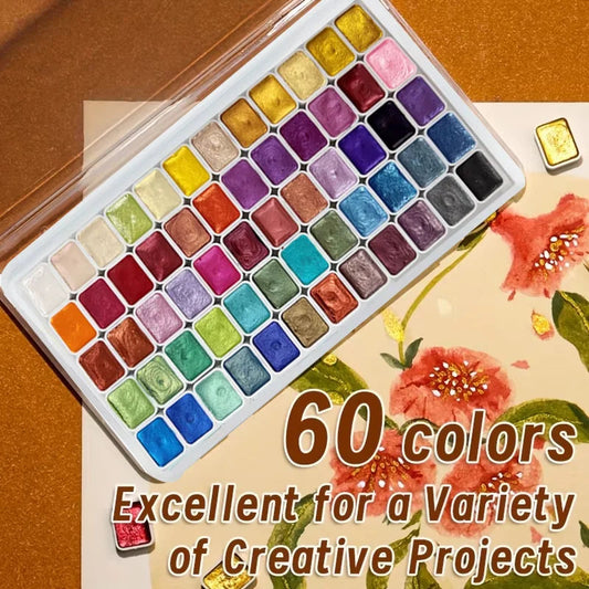 20/24/36/48/60 Colors Pearl Watercolor Pigment: Metallic Solid Paint Portable Art Kit for Painting    Home Decor Supply | Online Retail | ShoreShopper.com