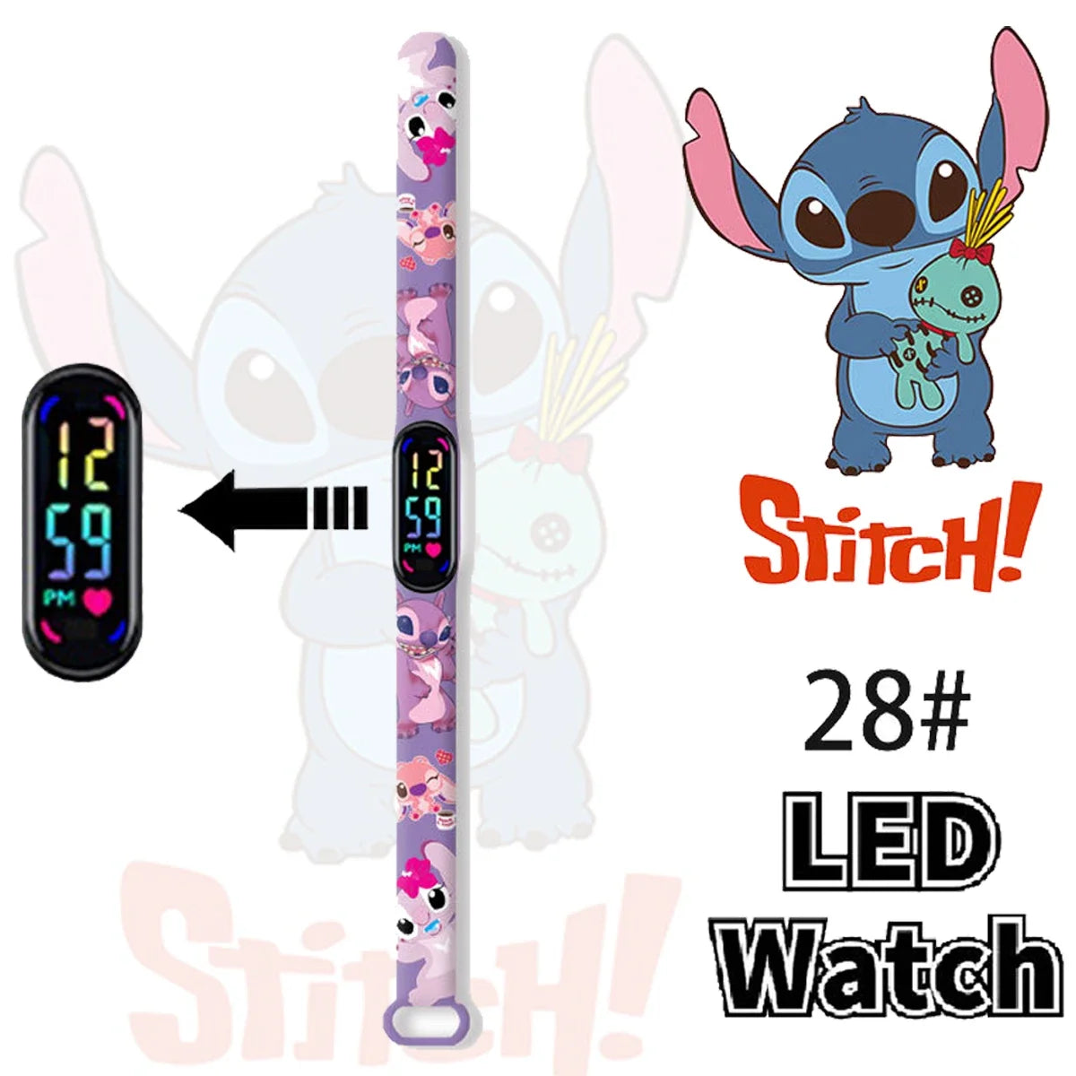 Disney Stitch Digital Kids' Watches Anime Figures LED Luminous Watch Touch Waterproof Electronic Sports Watch Kids Birthday Gift    Home Decor Supply | Online Retail | ShoreShopper.com
