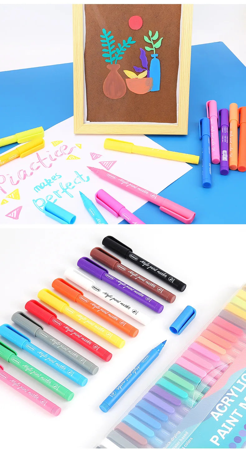 36 Colors Pastel Acrylic Paint Pens  Brush Markers for Wood Canvas Stone Rock Painting Glass Ceramic Fabric Metal Art Supplies    Home Decor Supply | Online Retail | ShoreShopper.com