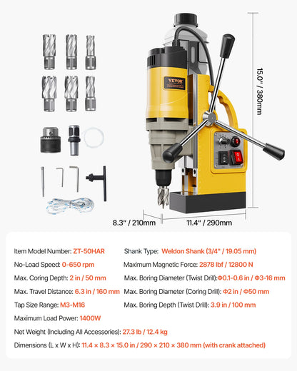 SucceBuy Magnetic Drill Boring Diameter Portable Electric Mag Drill Press Drilling Machine Metal Surface Industrial Improvement - ShoreCo.Shop