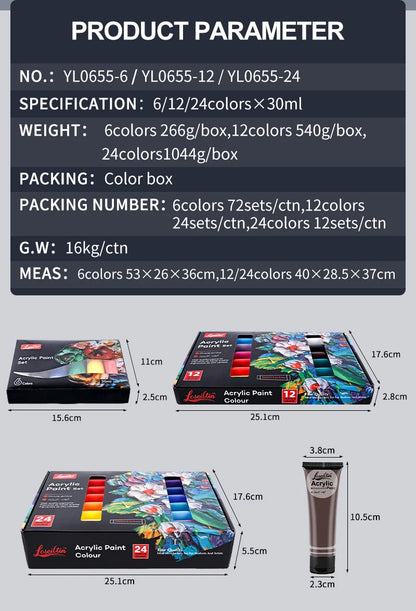 30ml Acrylic Paint for Wall Painting Waterproof And Sun Resistant Art Student Painting Materials Textile DIY Graffiti    Home Decor Supply | Online Retail | ShoreShopper.com