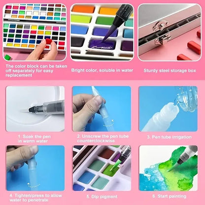 Watercolor Paint with Brushes, Professional Palette,Vibrant Travel Art Kit for Adults and Artists, Watercolor Painting Supplies    Home Decor Supply | Online Retail | ShoreShopper.com