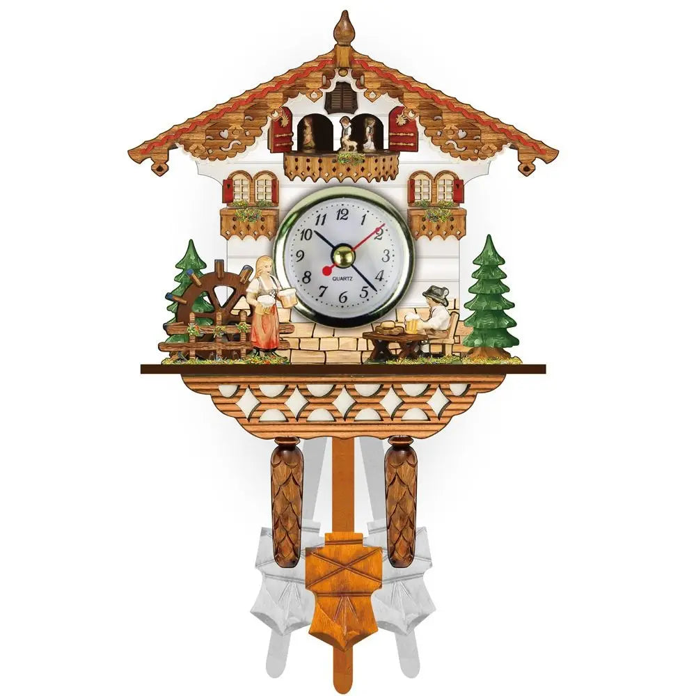 Forest Tower Wood Pendulum Vintage Clocks Vintage Silent Wood Wall Clock Wooden 3D Chiming 3D Chiming Clock Housewarming Gift    Home Decor Supply | Online Retail | ShoreShopper.com