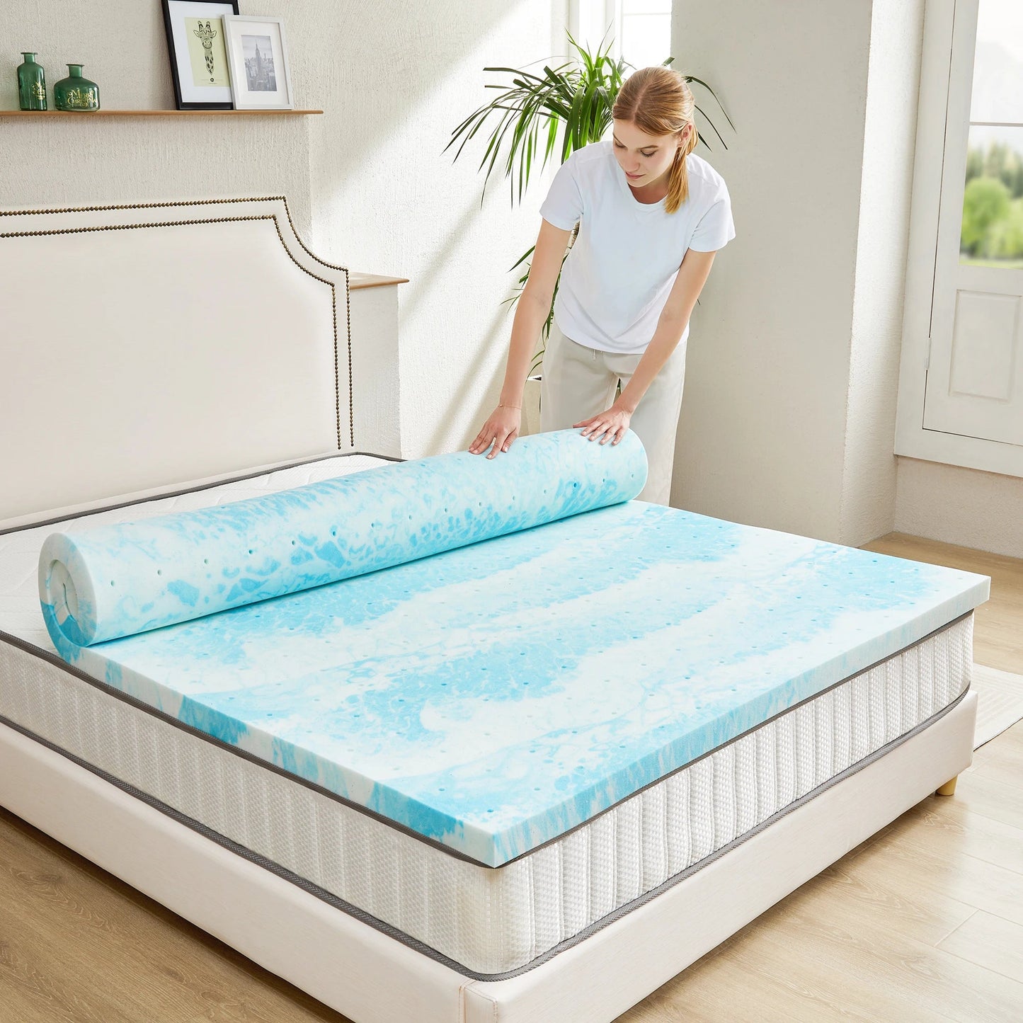 JHK 2 Inch Gel Memory Foam Mattress Topper Full Size Cooling Mattress Soft and Breathable Bed Topper School Bedroom Furniture    Home Decor Supply | Online Retail | ShoreShopper.com
