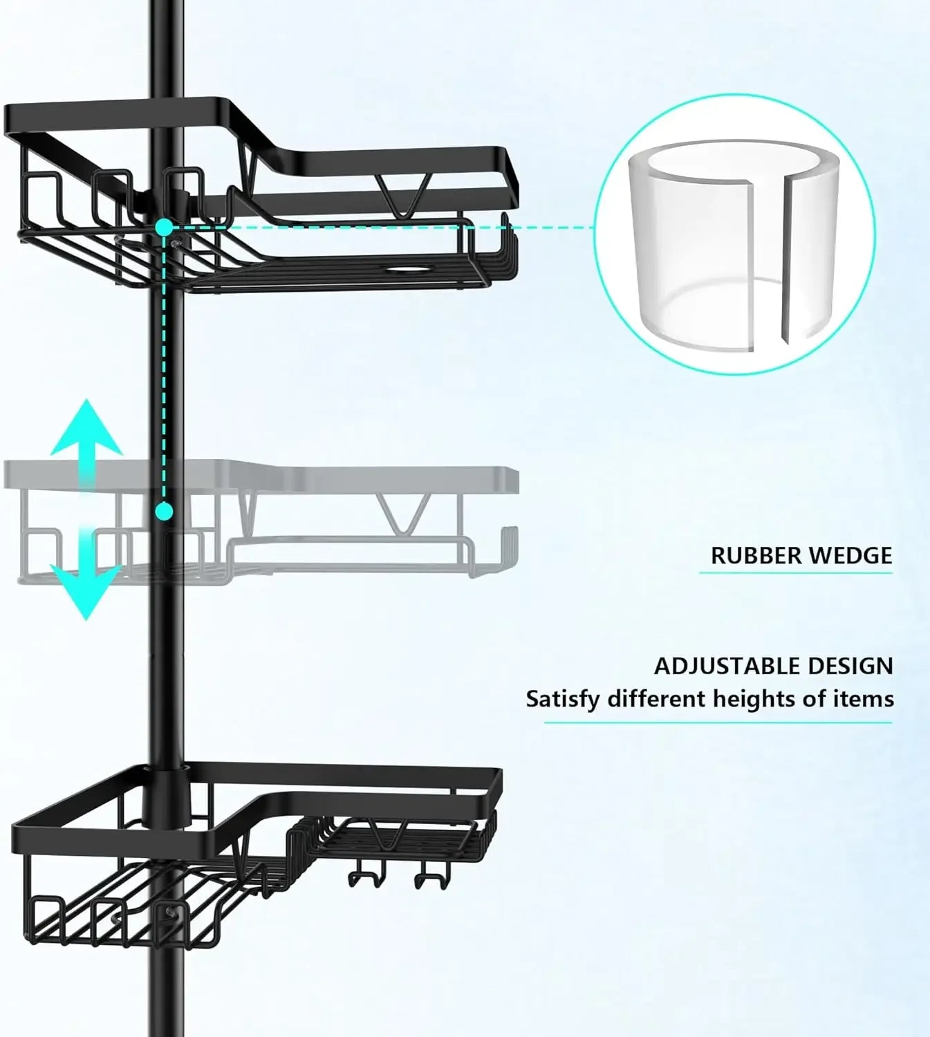Corner Shower Caddy Tension Pole - 4 Tier Stainless Steel Rustproof Shower Corner Caddy for Bathroom Shower Organizer    Home Decor Supply | Online Retail | ShoreShopper.com