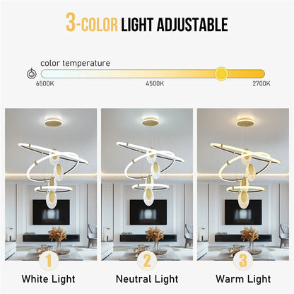 LUVODI 3-Layers LED Ceiling Lighting Fixture Art Decor Acrylic Water-drop Chandelier Pendant Lamp with 3 Color Lights    Home Decor Supply | Online Retail | ShoreShopper.com