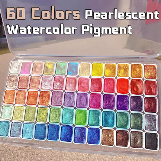 20/24/60/72 Colors Pearl Watercolor Pigment,Metallic,Shimmer,Glitter Solid Paint Mini Travel Portable Kit for Painting,Writing    Home Decor Supply | Online Retail | ShoreShopper.com