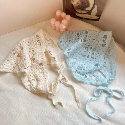 Fashion Knitted Headscarf Hat French Pastoral Style Triangle Headband Handmade Crochet Headband Towel Retro Flower Headscarf    Your Coastal Marketplace | Shoreshopper.com
