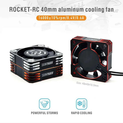 ROCKET-RC 25/30/35/40/50mm V2 Metal Cooling Fan 32000/28000/21000/16000/10000RPM for 1/8 1/10 1/12 RC Car 540/550/3650 Motor ESC