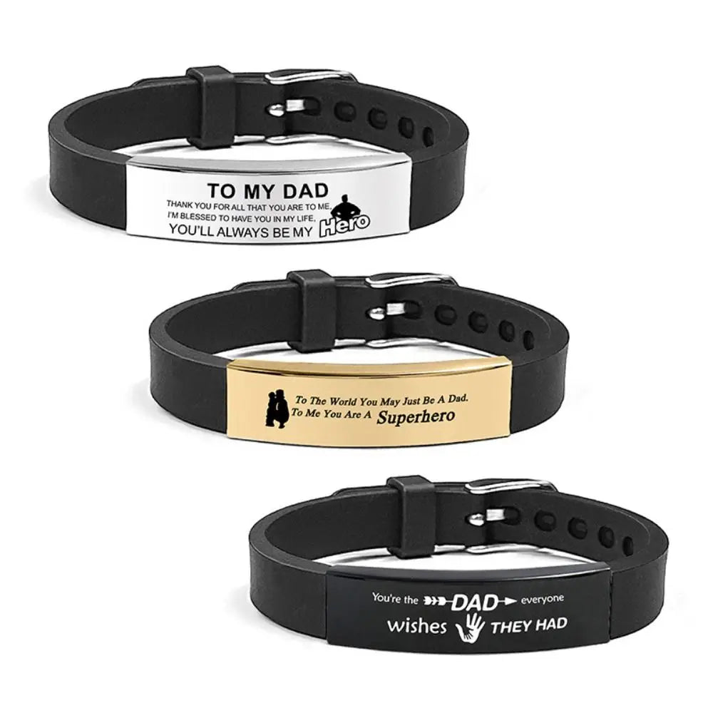 Father's Day Gifts Inspirational Quote Bracelets Stainless Steel Wristband Family Bracelets Adjustable Bracelet for Father    Your Coastal Marketplace | Shoreshopper.com