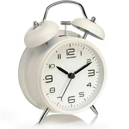 4 Inch Twin Bell Loud Alarm Clock Metal Frame 3D Dial with Backlight Battery Operate Desk Table Alarm Clock For Home and Office    Home Decor Supply | Online Retail | ShoreShopper.com