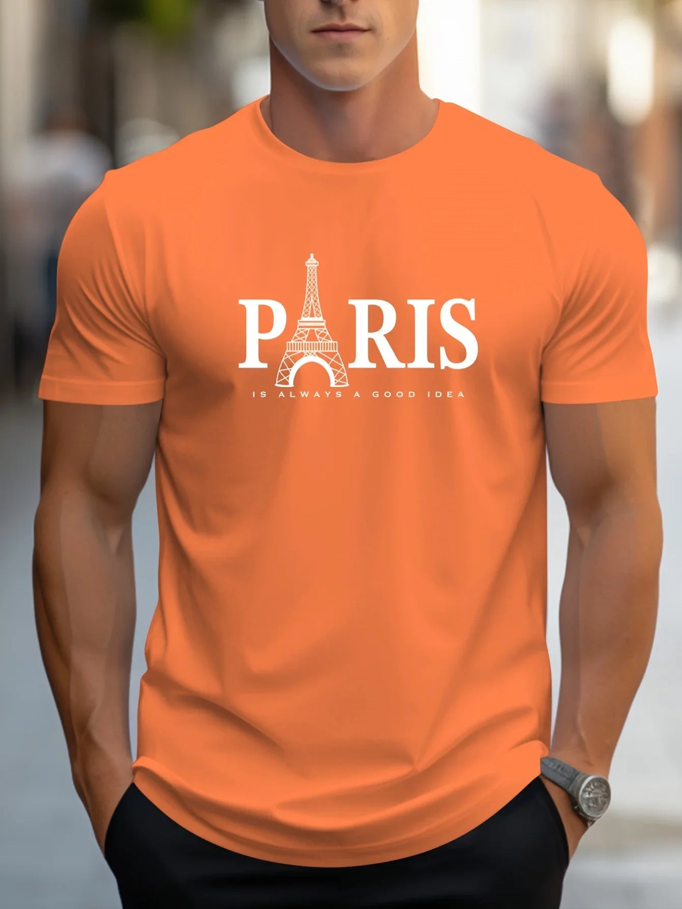 Summer Men's T Shirt Short Sleeve Paris Pattern Print Casual O-Neck Oversized Pullover Fashion Streetwear Male Clothing T-Shirts    Home Decor Supply | Online Retail | ShoreShopper.com