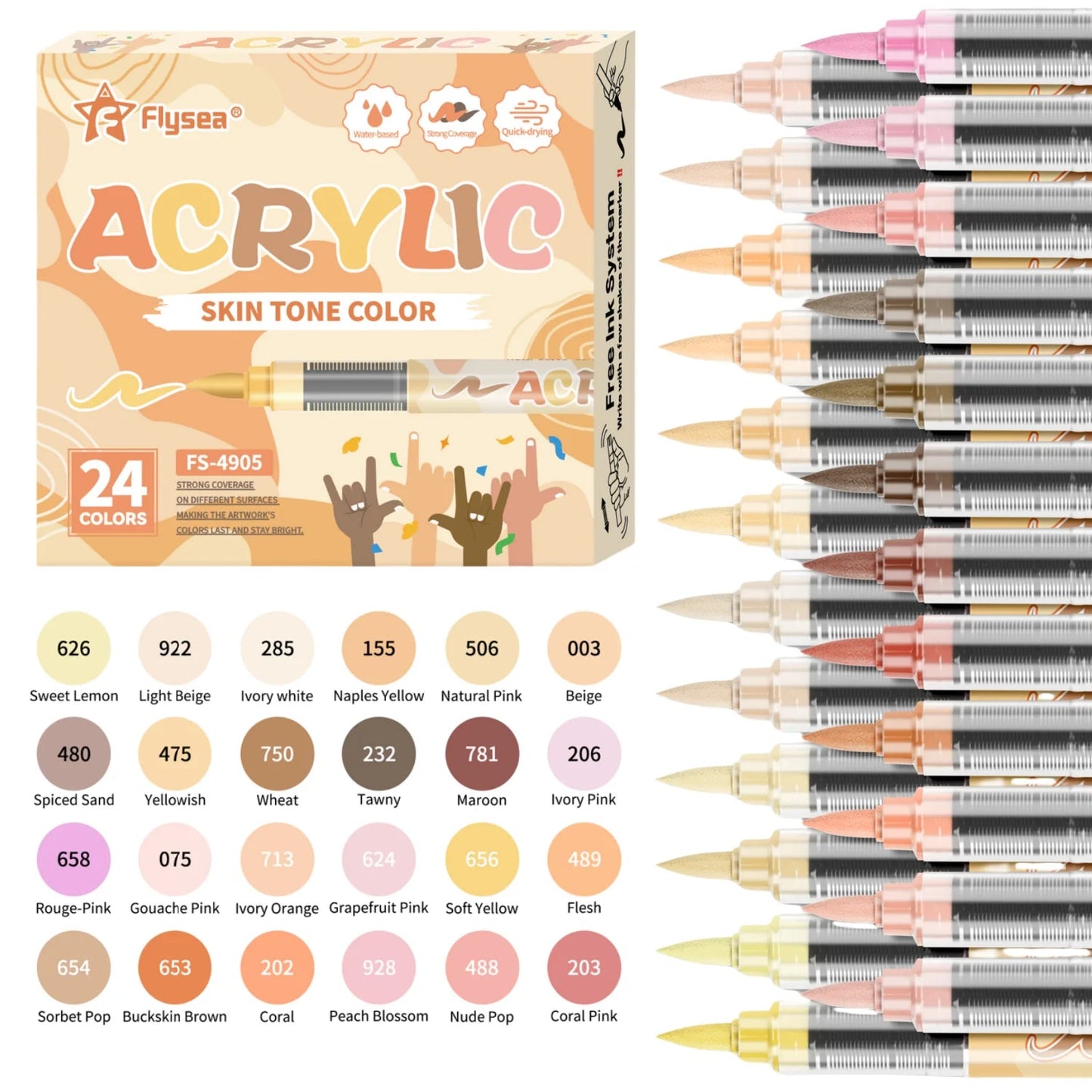 Skin Tones Art Markers,Soft Brush Tip Acrylic Paint Pens,Quick-Drying Waterproof for Sketching,Wood,Glass,Fabric,Rocks Painting    Home Decor Supply | Online Retail | ShoreShopper.com