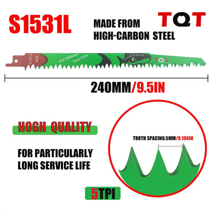10Pcs 6-9.5-12 Inch Long Reciprocating Saw Blades 5-6Tpi Hcs 150mm Saber Blades for Cutting Wood Pvc for Bosch Makita Dewalt DIY Tool - ShoreCo.Shop