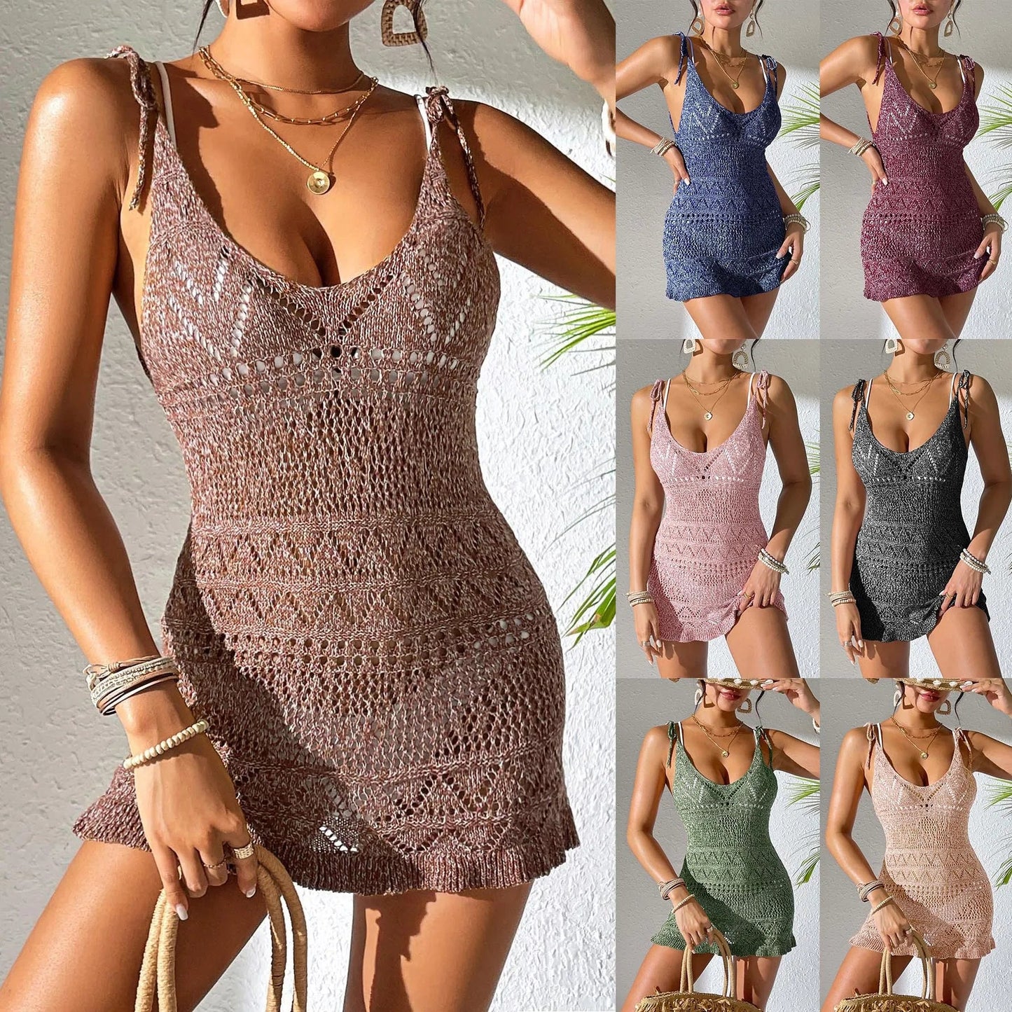 Beach dress, women's suspender dress, strap dress, high elasticity blended with fungus edge for vacation    Your Coastal Marketplace | Shoreshopper.com