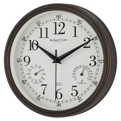 8.75 Inch Antique Bronze Indoor Outdoor Wall Clock with Thermometer Hygrometer Lightweight Durable Quartz Movement Analog Clock    Home Decor Supply | Online Retail | ShoreShopper.com