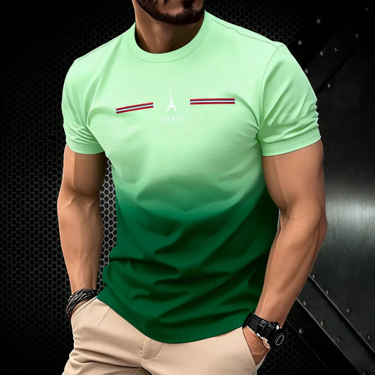 Summer Men's T-Shirt Loose Paris Creative Short Sleeve Top Solid Color Vintage Streetwear ﻿round Neck Short Sleeved T-Shirt Top    Home Decor Supply | Online Retail | ShoreShopper.com