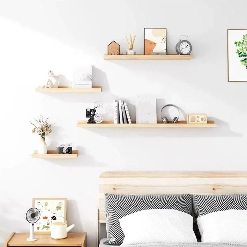 Space Saving Wooden Floating Shelf Minimalist Style Decorative Display Stand Rustic Bookshelf Organizer Living Room    Home Decor Supply | Online Retail | ShoreShopper.com