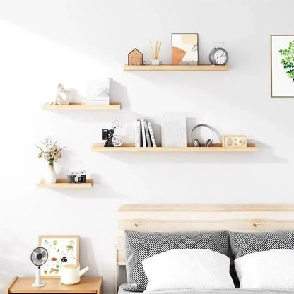 Space Saving Wooden Floating Shelf Minimalist Style Decorative Display Stand Rustic Bookshelf Organizer Living Room    Home Decor Supply | Online Retail | ShoreShopper.com