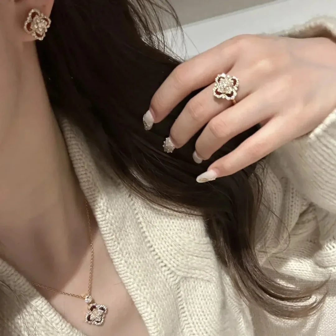 Classic and showy luxury red flower bridal jewelry sets for women exquisite pearl red chalcedony earrings rings necklace    Home Decor Supply | Online Retail | ShoreShopper.com