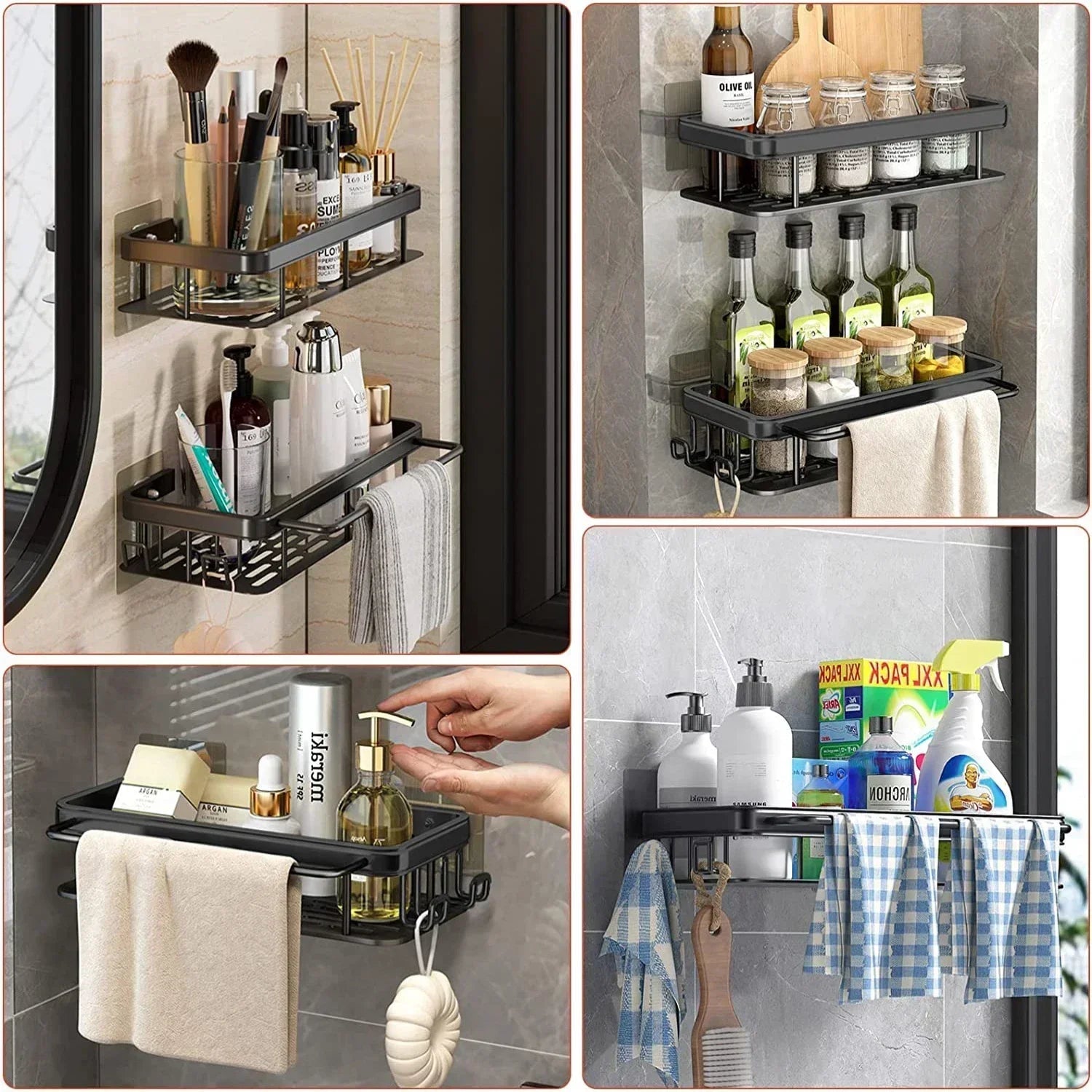 Bathroom Shelf Kitchen Storage Organizer Aluminum Alloy Shampoo Rack Shower Shelf Bathroom Accessories No Drill Shelf    Home Decor Supply | Online Retail | ShoreShopper.com