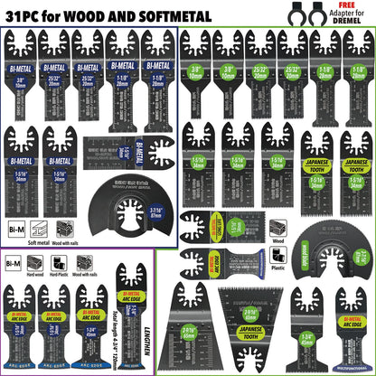 Oscillating Saw Blades Kit，Multitool Blades - Compatible with Milwaukee Dewalt  Worx Skil AEG Ryobi - ShoreCo.Shop