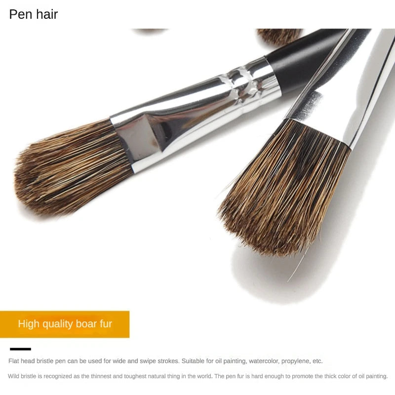 6pc new concept paintbrush wild boar mane oil painting brush water powder acrylic nail round head long black pole paintbrush set    Home Decor Supply | Online Retail | ShoreShopper.com
