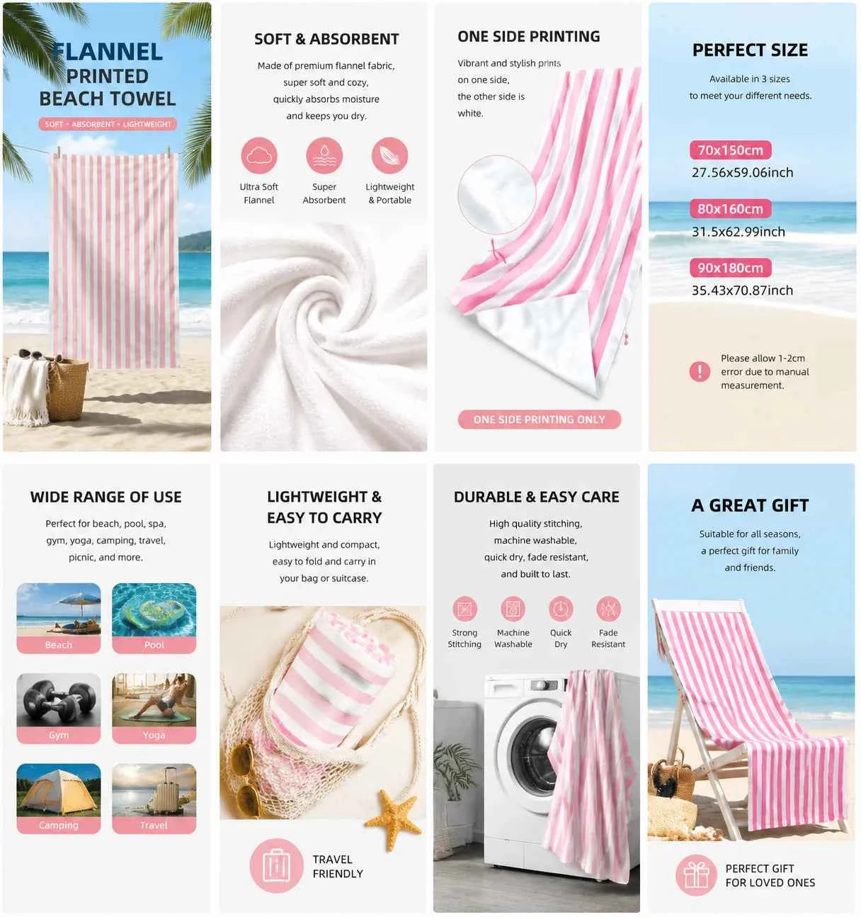 Beach Towel – Stylish, Soft & Absorbent with Quick-Dry Comfort, Perfect for Beach, Pool, Vacation, and Everyday Relaxation
