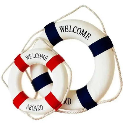 Nautical Style Welcome Decorative Red Blue Life Buoy Home Marine Beach Wall Decoration Crafts Living Room