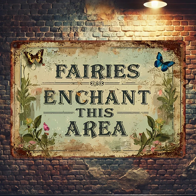 Enchanted Fairy Garden Metal Sign (8"x12") - Whimsical Wall Art with Butterflies & Flowers for Magical Home Decor    Home Decor Supply | Online Retail | ShoreShopper.com