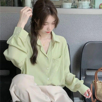 Sunscreen Shirt for Women in Summer New Polo Collar French Unique Loose Solid Color Long-sleeved Top Trendy    Home Decor Supply | Online Retail | ShoreShopper.com