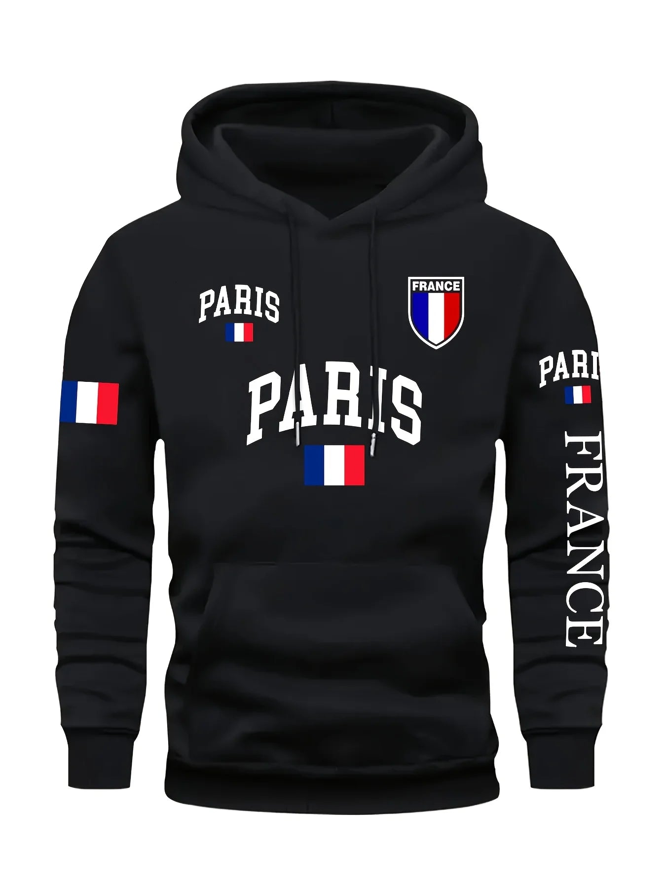 Men's Paris France Flag Letter Graphic Hoodie Pullover Kangaroo Pocket Ribbed Cuffs Machine Washable Autumn Winter Sweatshirt    Home Decor Supply | Online Retail | ShoreShopper.com
