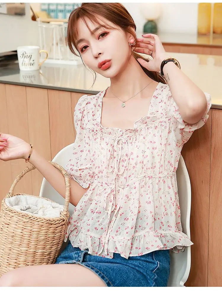 Shirts & Blouses for Women Simple Woman Top Ruffleswith Print New Collection 2025 Fashion Korea Stylish Summer Novelties M Tall    Your Coastal Marketplace | Shoreshopper.com