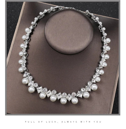 New pearl gemstone jewellery woman necklace set for women jewelry sets light luxury Women's earrings lock bone chain alloy    Home Decor Supply | Online Retail | ShoreShopper.com