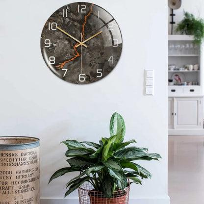 Black Gold Marble Metal Needle Modern Acrylic Round Clock 12"    Home Decor Supply | Online Retail | ShoreShopper.com