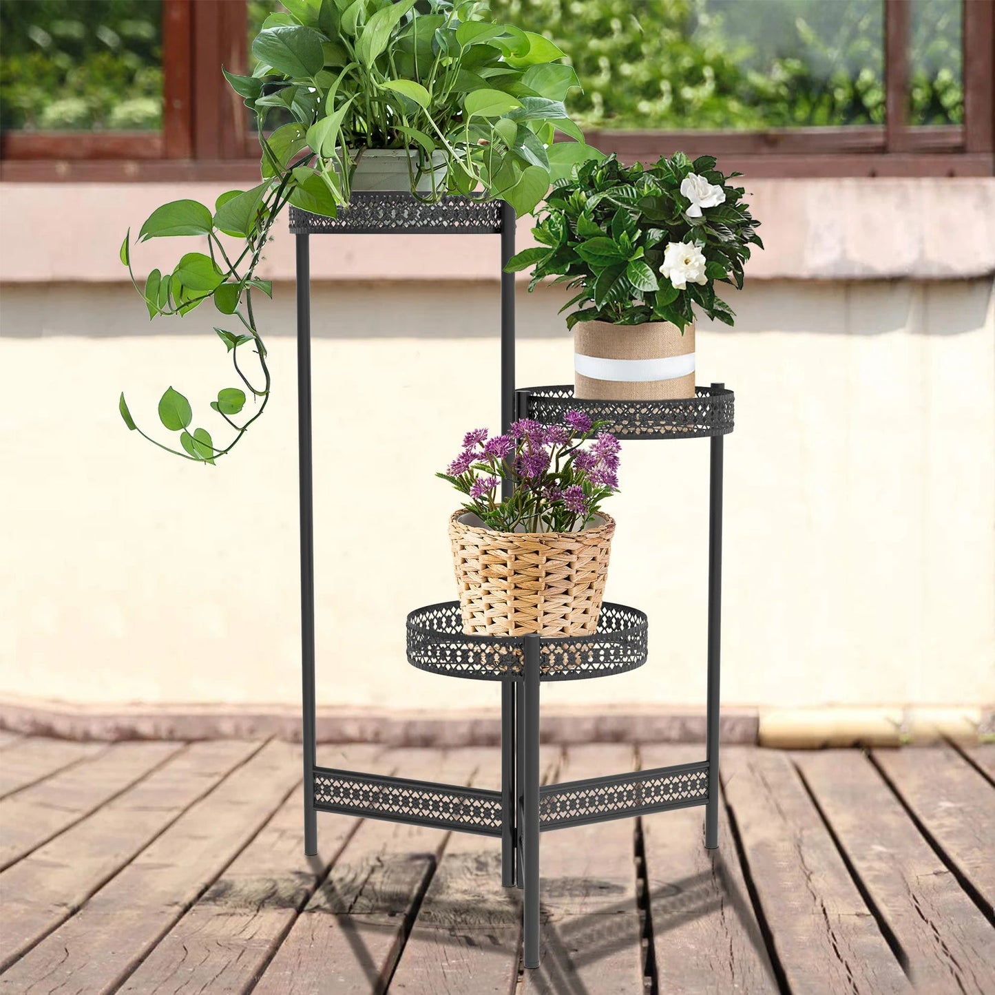 3/4 Tier Metal Plant Stand Indoor Black Tall Flower Pot Holder Display Rack Foldable for Patio Garden Living Room Corner Balcony    Home Decor Supply | Online Retail | ShoreShopper.com