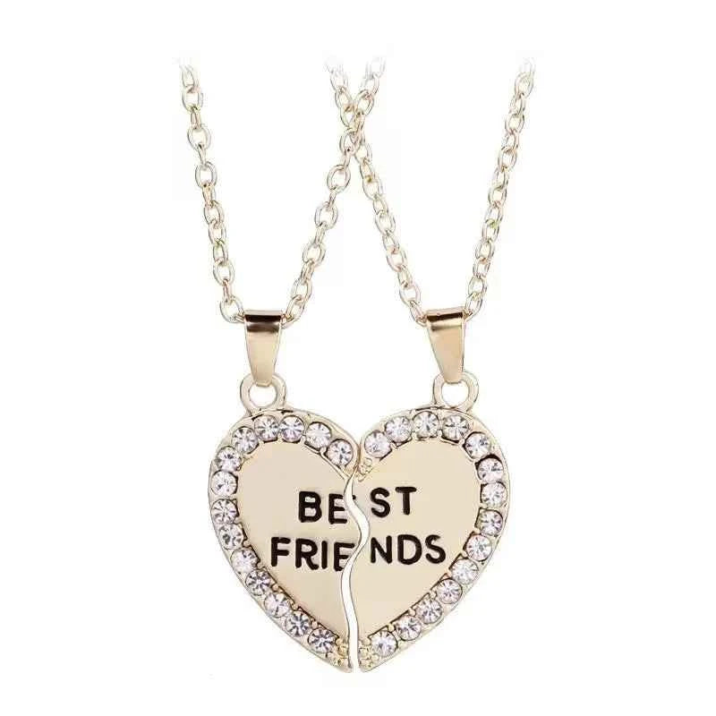 1 Pair Love Heart English Pendant Fashion Friends Necklace Good Friends Choker Statement Necklace